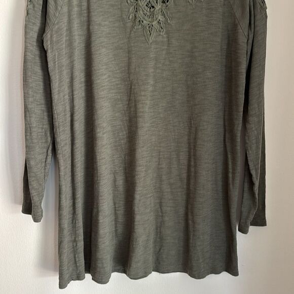 J. Jill Womens Tunic Size Sm Green Lace Round Neck Long Sleeve Top! - Picture 3 of 10